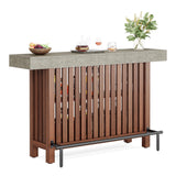 Tribesigns 63-Inch Large Home Bar Unit, 2-Tier Kitchen Island Mini Bar Height Pub Table with Footrest, Modern Coffee Bar Cabinet for Dining Room, Bistro, Living Room Tribesigns