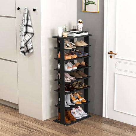 Tangkula 8-Tier Vertical Shoe Rack, Space-Saving Corner Shoe Organizer for 14 Pairs, Narrow Shoe Storage for Entryway, Front Door, or Closet Tangkula