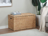 eHemco Heavy-duty Water Hyacinth Wicker Storage Trunk with Metal Frame, 30 by 17.5 by 17.5 Inches, Natural eHemco