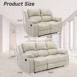 GNMLP2020 Reclining Couch Sleeper Sofa Set Chaise Lounge Chair Leather Recliner Couch Loveseat for Living Room, Theater Seating(3 Seat Sofa+Loveseat,Beige) GNMLP2020