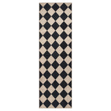 Lahome Checkered Easy Jute Runner Rug, 2x8 Hallway Kitchen Runner Rug Non Slip Washable Outdoor Carpet for Entryway Indoor, Checkerboard Black Indoor Outdoor Carpet for Hallway 8ft Entry Lahome