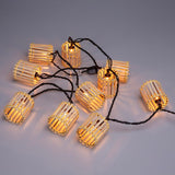 Decorative String Lights, 10 Incandescent Mini Bulbs with Natural Bamboo Woven Lampshade, 8.5Ft Connectable Waterproof Outdoor Lantern String Lights, Perfect for Patio, Garden Balcony, Pergola, Porch AVAMERY