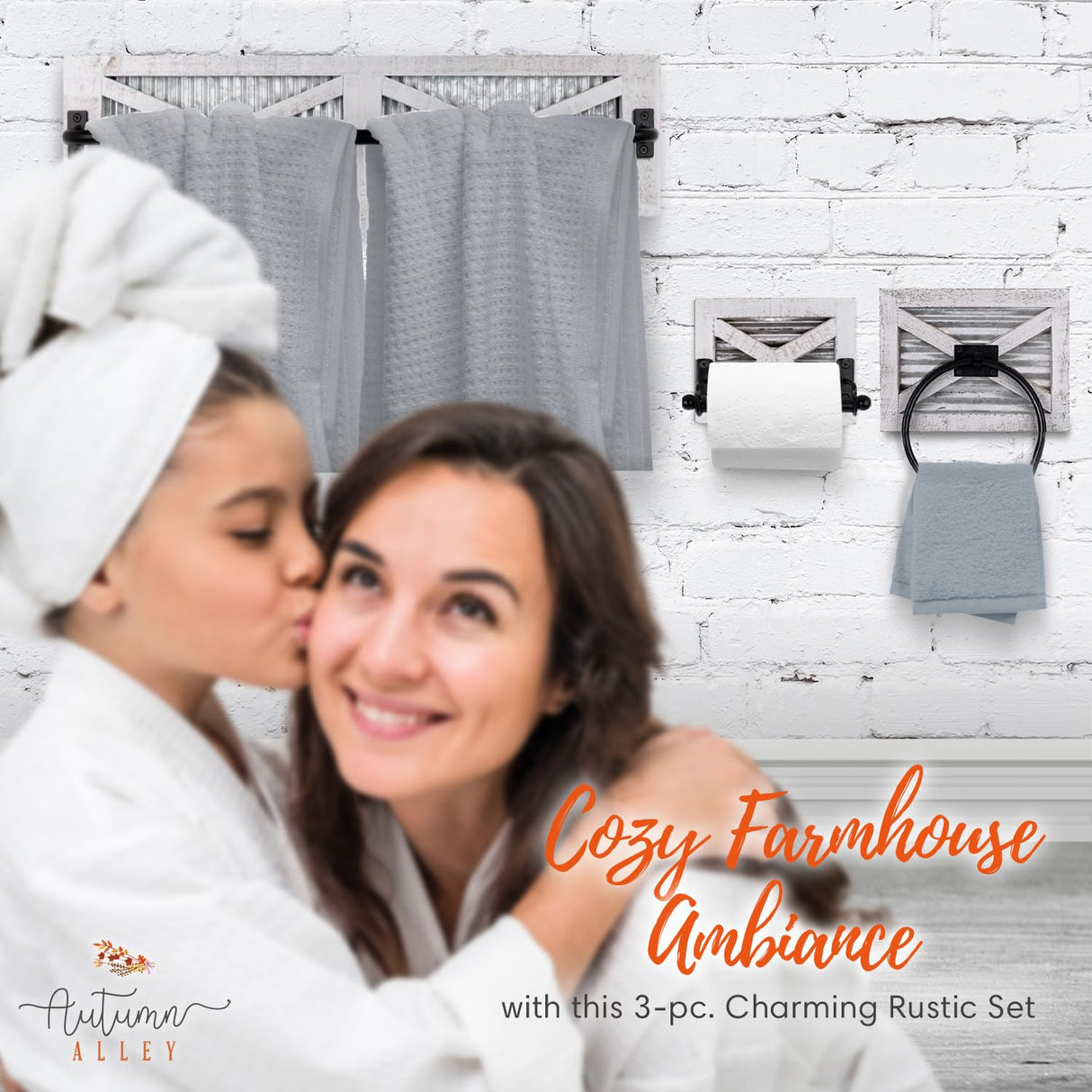 Autumn Alley Farmhouse Rustic Towel Rack Holder - Wood Towel Rack - Farmhouse Towel Holder for Rustic Bathroom and Farmhouse Kitchen Style Décor - 24" Wall Mounted, Rustic White Autumn Alley