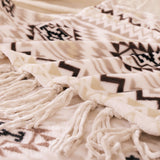 CASAAGUSTO Boho Throw Blanket - Beige and Gray Decorative Blankets with Tassel, Printed Flannel Bohemian Blanket for Chair, Bed, Sofa, Couch(50 * 60, Beige and Gray) CASAAGUSTO