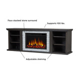 Real Flame Kenai 72" Slim Electric Fireplace TV Stand for TVs up to 70 inches, Entertainment Center with Adjustable Shelves and Storage, Living Room TV Stand with Fireplace, Remote Control, Timer Real Flame