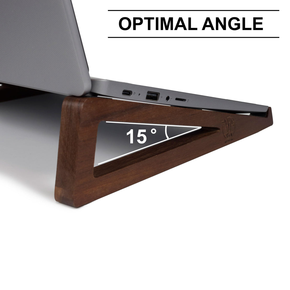 S&A WOODCRAFT Wooden Laptop Stand, Portable Desk Laptop Holder for Tablet with Carry Pouch, Compact Travel Laptop Stand with Protective Silicone Pads, Suitable for Laptops and Tablets S&A WOODCRAFT