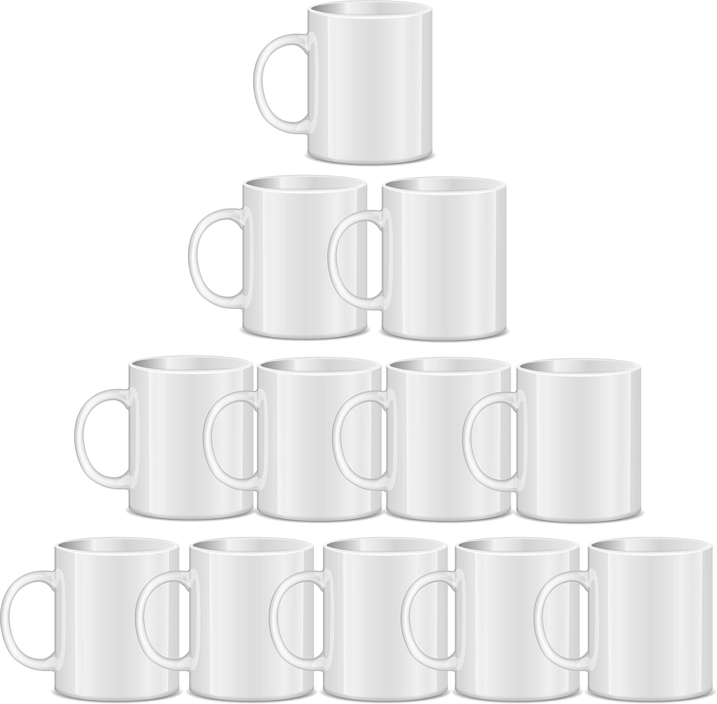 RAINBOWTIE Sublimation Mugs, Sublimation Mugs Blank, 11oz Sublimation Coffee mugs,White Coated Ceramic Cup, Mug Sets - Set of 12