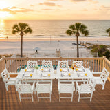 AZXZCS HDPE Dining Table Set for 10,12-Piece Outdoor Table and Chairs Include 10 Dining Chairs and 2 Pcs 62.5" Patio Dining Table with Umbrella Hole (White) AZXZCS