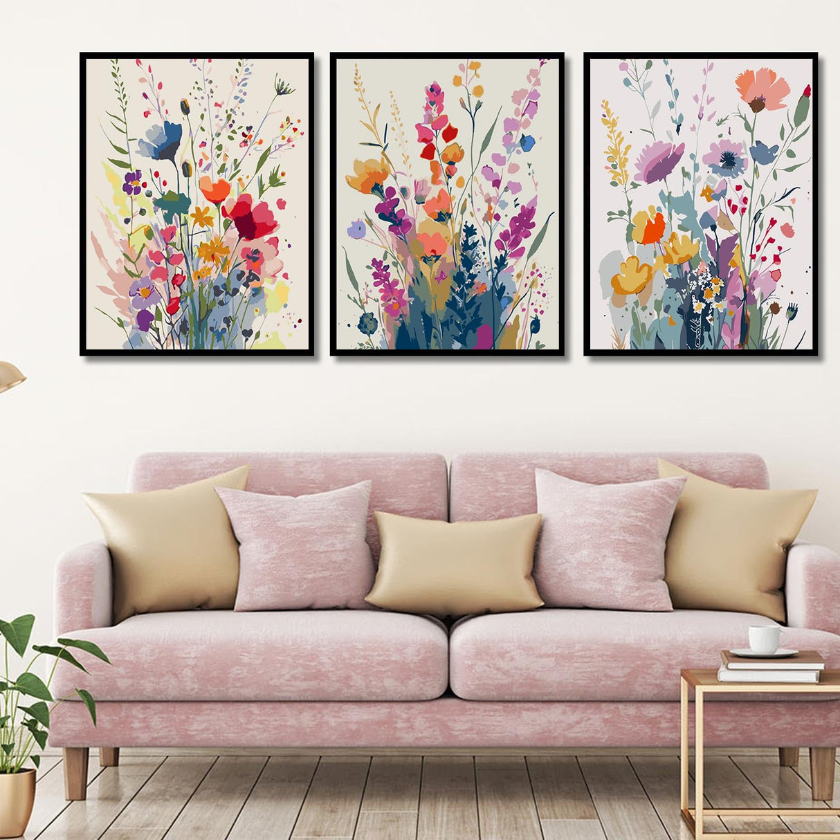 3 Pack Wildflowers Paint by Numbers Kit for Adults with Wooden Frame, Acrylic Paint by Numbers for Adults Beginners, Flowers Painting by Numbers Kits for Adult Gift Home Wall Decor 8x12inch Aestalrcus
