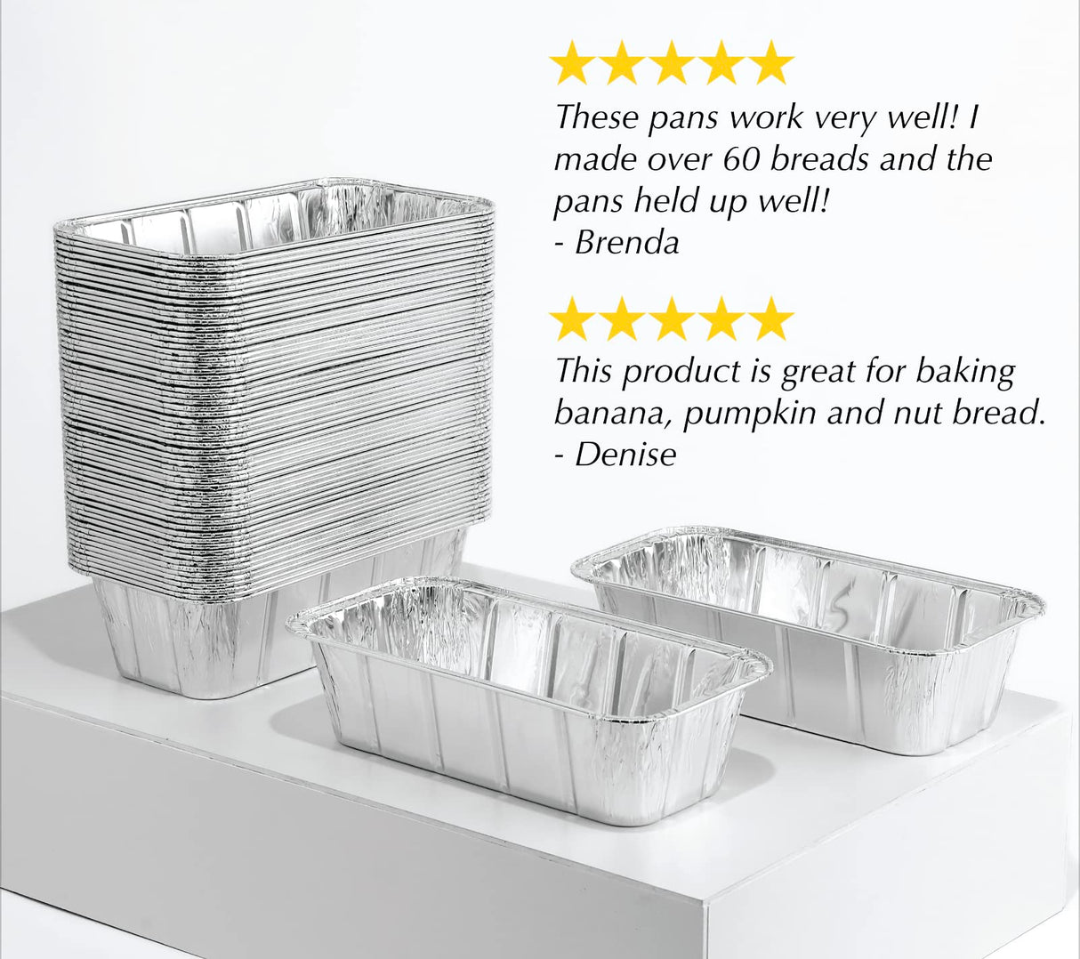 Spare Essentials 2Lb Foil Bread Pans for Baking (65 Pack) Disposable Bread Pans - Perfect for Baking Banana Bread, Cakes & Meatloaf - 2 Pound Aluminum Pans for Food Serving - 8.5" X 4.5" X 2.5" Spare Essentials
