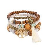 Tree of Life Bracelets for Women Bohemian Stretch Wood Beaded Bracelets for Women Boho Tassel Bracelet Multilayer Stackable Bracelets Christmas Birthday Jewelry for women. WoodArtSupply