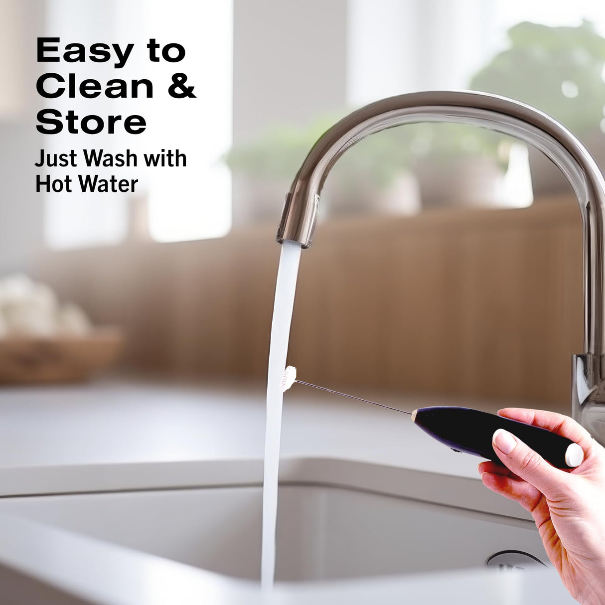 Bean Envy Milk Frother Handheld for Coffee - Electric Hand Blender, Mini Drink Mixer Whisk & Coffee Foamer Wand with Stand for Lattes, Cappuccino, Matcha and Hot Chocolate - Kitchen Gifts - Black Bean Envy