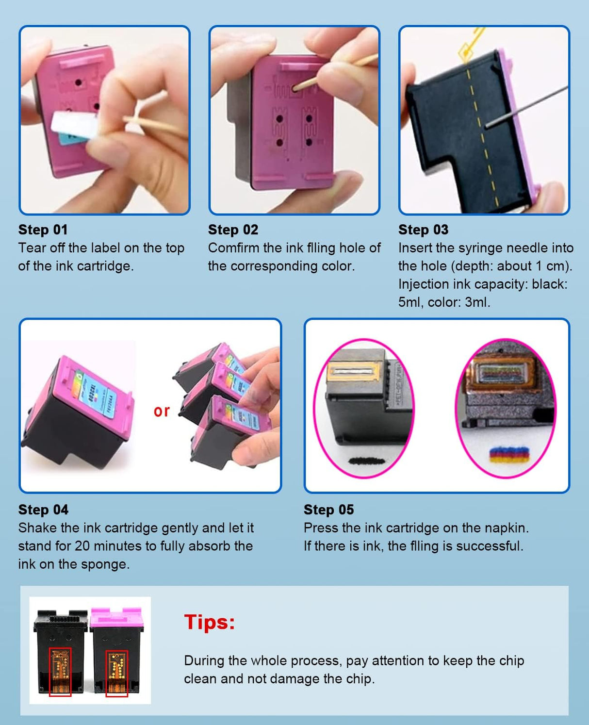 JoyPrinting Ink Refill Kit for HP Printer Cartridges HP 67 60 61 62 63 65 950 951 952 962 920 901 902 932 933 934 940 Refillable Ink Cartridges CISS System (5 x 100ml, Black, Cyan, Magenta, Yellow) JoyPrinting