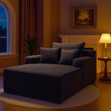 COMHOMA 67" Oversized Chaise Lounge Chair with 3 Comfy Pillows,Upholstered Sofa Bed Sleeper Couch Wide Arms Corduroy Fabric High-Density Foam for Living Room No Assembly Required,Dark Grey COMHOMA