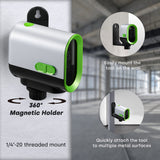 ENVENTOR Green Laser Level, 164FT USB Rechargeable Li-ion Battery 360° Self Leveling Laser Level for Wall Picture Hanging, Waterproof Cross Line Laser Tool Outdoor with Pulse Mode, Magnetic Base Enventor