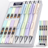 Nicpro 4 PCS Pastel Mechanical Pencil 0.7mm, Cute Fast Click Mechanical Pencils Set with 8 Tubes HB Lead Refills, Erasers, Eraser Refills for School, Student Writing, Drawing, Sketching - with Case Nicpro