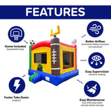 HeroKiddo Sports Commercial Grade Bounce House for Kids and Adults (with Blower), Basketball Hoop, Outdoor Indoor, Birthday Party, Rental Quality, Big Inflatable, All Seasons HERO KIDDO
