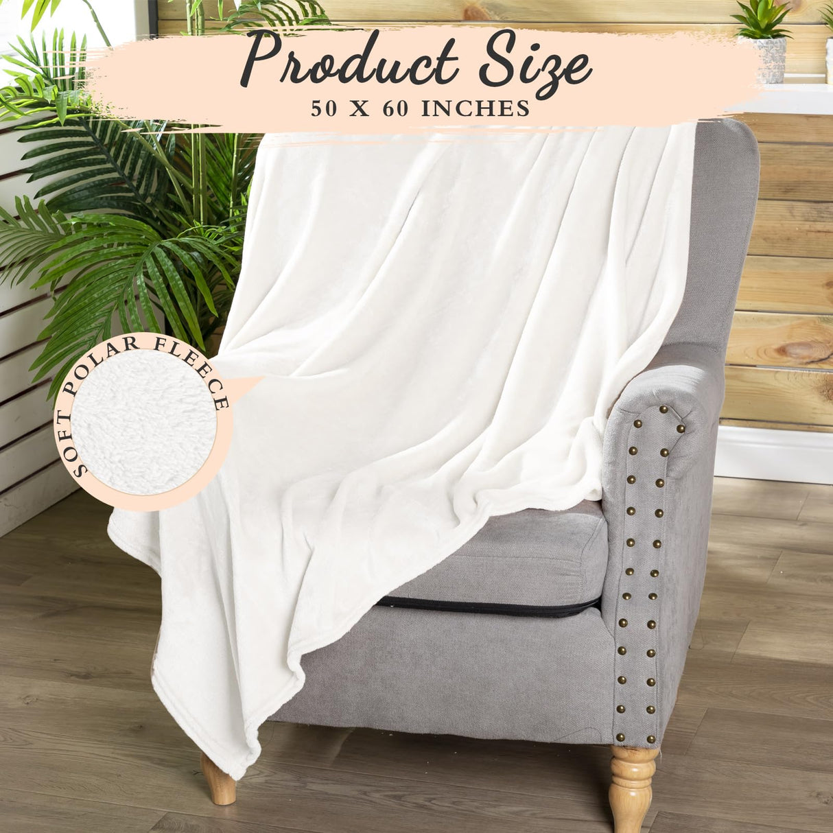 Tinideya 12 Pcs Flannel Fleece Throw Blanket Bulk 50 x 60 Inch Soft Fleece Blanket Warm Throw Blanket Coral Fleece Throw Blankets for Couch Sofa Home Wedding Gifts Season (Cream White) Tinideya