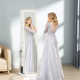 TJYGO LED Mirror Jewelry Cabinet Standing, with Full-Length Mirror and Adjustable LED Lights, Lockable Jewelry Armoire, 360° Swivel Jewelry Storage TJYGO