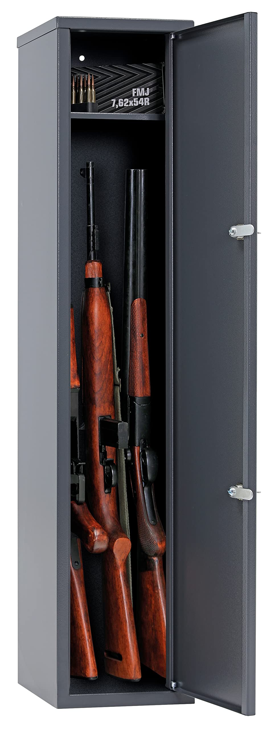 Buffalo 1115 Gun Rifle (32.5"-42") Safe Storage Cabinet Key Lock with Separate Shelf for Handguns Ammo SK New Interiors