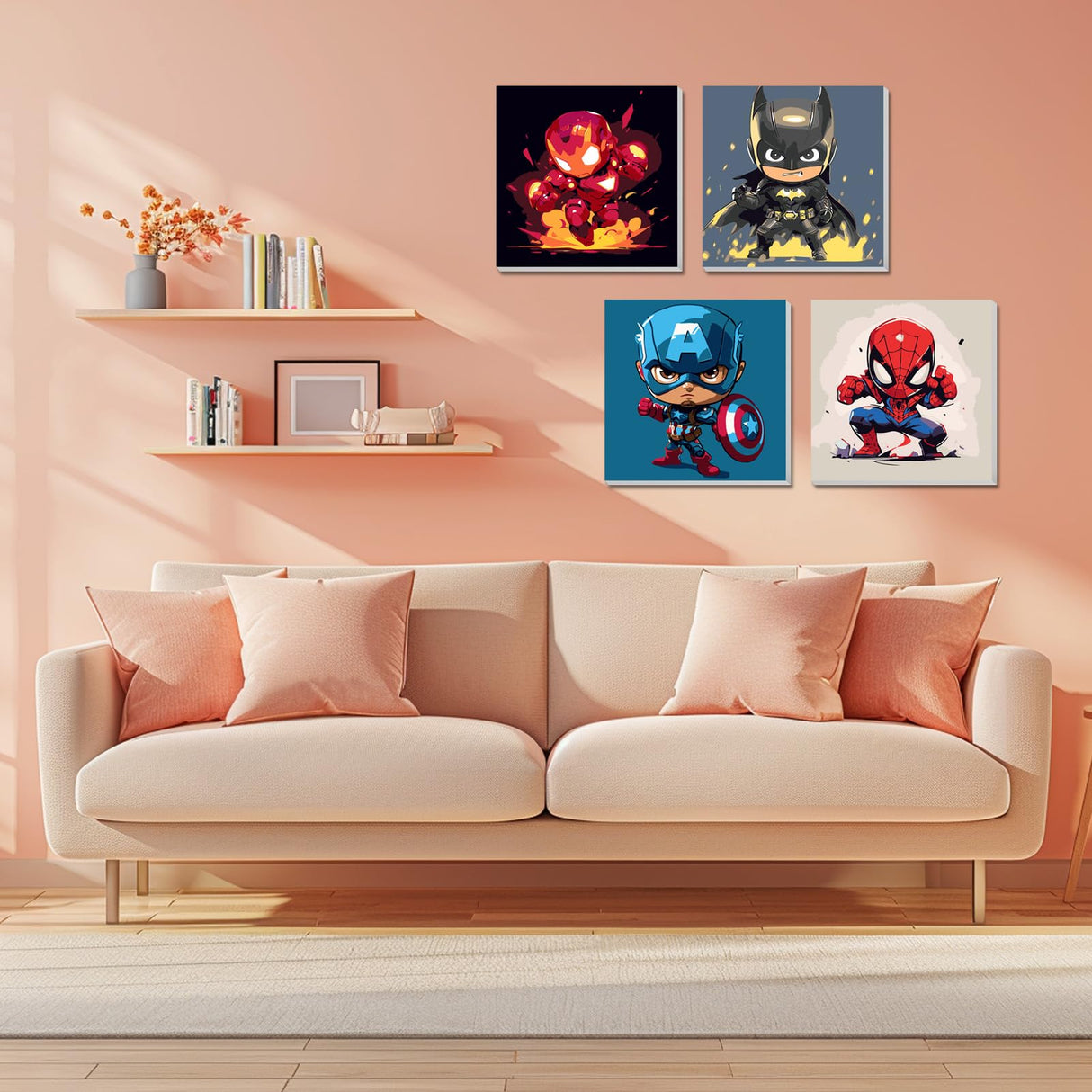 4 Pack Paint by Numbers Kit for Kids Paint by Number Kits Age 4-8 Painting Canvas for Kids Ages 8-12 Boys Framed Canvas Painting by Numbers Anime Drawing Kit Color by Numbers Kit for Kid 8x8 Inch AILIBUT