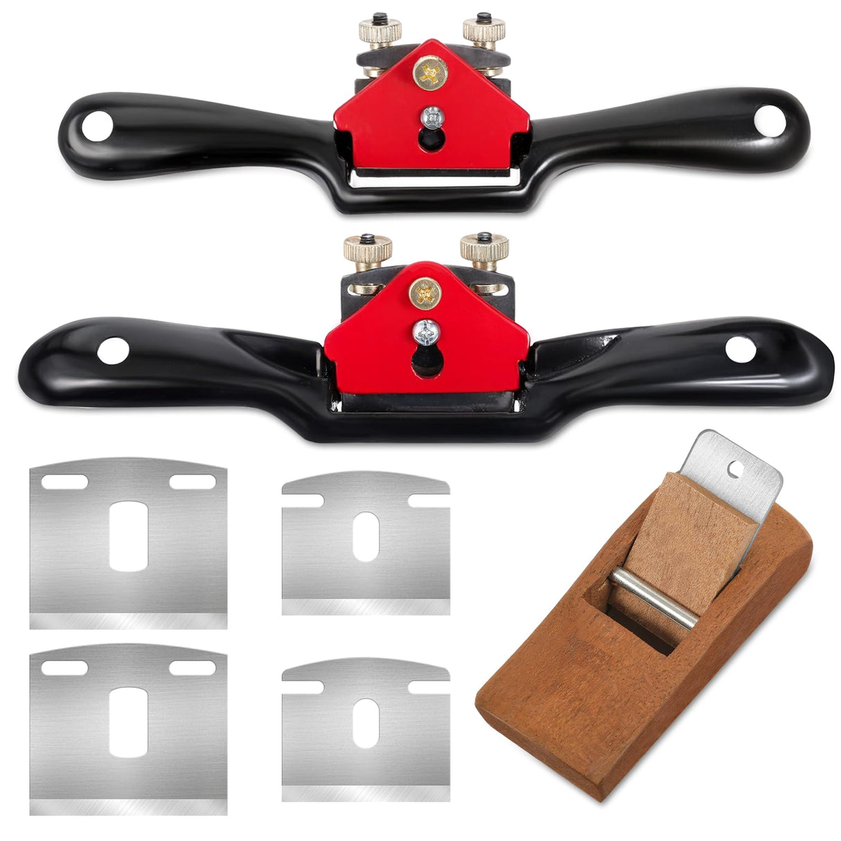 2pcs Adjustable SpokeShave with Flat Base 6pcs Metal Blade 1pcs Wood Hand Plane Home Woodworking for Wood Craft Working, Woods Craver Bruislard