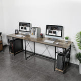 X-cosrack 2 Person Desk Large L-Shaped Computer Desk with Storage Shelves Drawer, Home Office Writing Corner Desk, Long Desk PC Laptop Workstation with Hooks Storage Bag Cable Hole X-cosrack