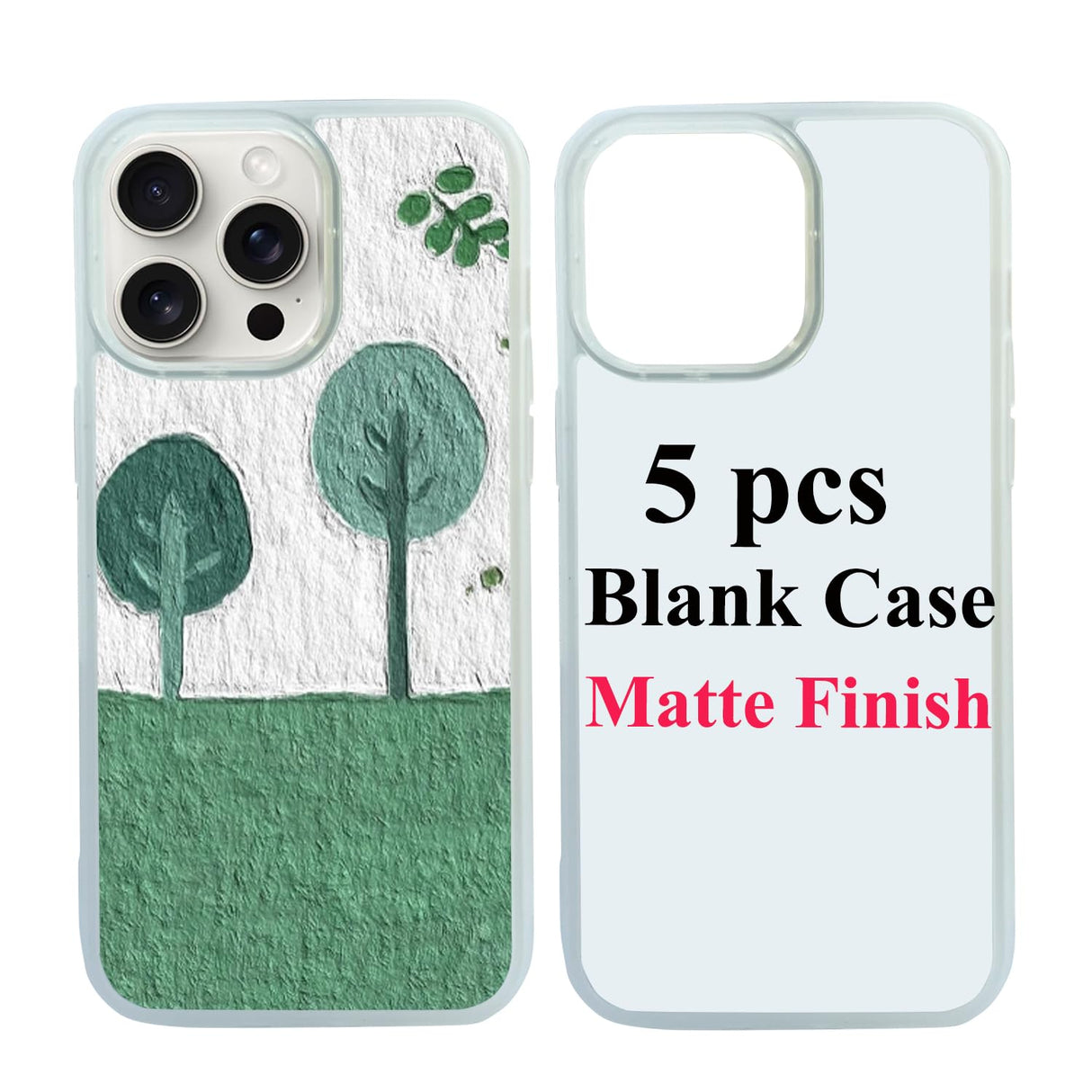 JUSTRY 5 Sets Sublimation Blanks Phone Case Bulk Covers Compatible with iPhone 15 Pro Max, 6.7-Inch, 2 in 1 2D Soft Rubber DIY Customizable Sub Cases +Aluminum Insert Matte,Easy to Sublimate Clear JUSTRY