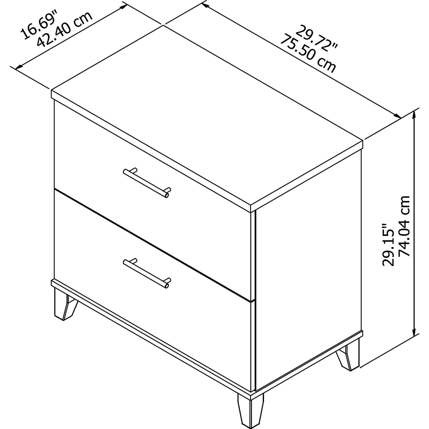 Bush Furniture Somerset 2 Drawer Lateral File Cabinet | Letter, Legal, and A4-Size Document Storage for Home Office, 30W x 17D x 29H, Maple Cross - WoodArtSupply