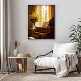 Sunlit Piano Yellow Roses Elegant Diamond Art Kits for Adults, 5D DIY Full Drill Diamond Painting Kits for Adults Beginners, Diamond Painting Kit for Wall Home Decor (No Frame) 12x16 Inch PUAGEMTI