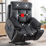 CANMOV Large Power Lift Recliner Chair with Massage and Heat for Elderly Big and Tall People, Overstuffed Wide Recliners with 2 Cup Holders, Side Pocket and USB Port, Grey CANMOV
