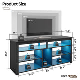 Bestier LED Tall TV Stand, Entertainment Center for 55/60/65 inch TV, Gaming TV Console with Storage for PS5, Adjustable Shelf Modern High TV Cabinet for Living Room Bedroom, Carbon Fiber Black Bestier