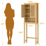 Rattan Over The Toilet Storage Cabinet – Chic Bathroom Organiser with Adjustable Shelf and Space-Saving Design knoworld