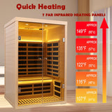KUNSANA Hemlock 2 Person Low EMF Far Infrared Sauna, Home Indoor Sauna, Luxury Tempered Glass Doors, 1780w, App & LCD Panel Control, Bluetooth Speakers, Chromotherapy Lights, Reading Lights KUNSANA