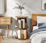 Suuiwau 2-Tier Rotating Bookshelf, 360° Spinning Corner Bookcase Space-Saving Storage Rack for Living Room, Bedroom, Office, Kids Room Suuiwau