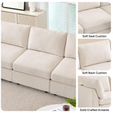 WARM HARBOR Oversized Modular Sectional Fabric Sofa Set, Large L Shaped Mordern Sofa Couch Reversible Chaise Modular Sectional Couches, 96 inch Width,3 Seat Modular Sofas, Beige,Linen WARM HARBOR