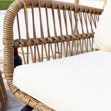 NICESOUL® 6 Pcs Boho Outdoor Small Patio Furniture Lounge Set with Beige Cushion and Round Glass Table with Ice Bucket Natural Color Wicker Conversation Sofa Set for Garden Balcony Deck NICESOUL