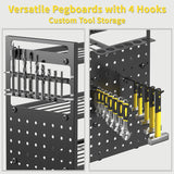 Frizoky 52'' Heavy Duty Power Tool Organizer Rack | 660lbs Capacity 4-Tier Wall Mount Garage Storage Shelf | Adjustable Pegboard Tool Storage for Workshop, Garage, and DIY Enthusiasts Frizoky