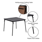 Flash Furniture Madelyn 33.5" Square Folding Multipurpose Card Table with Padded Vinyl Top, Portable Folding Game Table for 4 Players, Black Flash Furniture