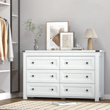 Wodeer White 6 Drawers Dresser for Bedroom,Wood Farmhouse Storage Chest of Drawers, Dresser with Metal Handles,Dressers Organizer for Bedroom, Living Room,Nursery,Hallway,White Wodeer