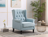Artechworks Winged Fabric Modern Accent Chair Tufted Arm Club Chair Linen Single Sofa with Wooden Legs Comfy Upholstered for Reading Living Room Bedroom Office,Light Blue Artechworks