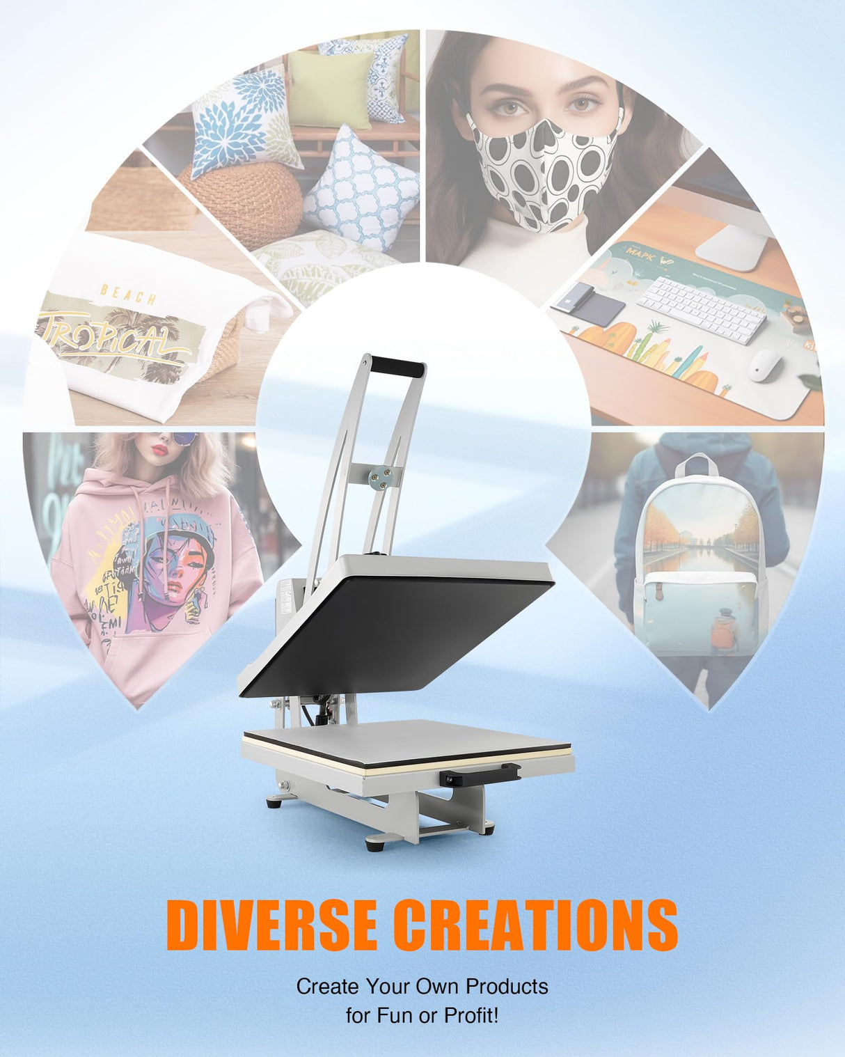 CREWORKS Auto Open Heat Press Machine, 16"x20" Clamshell Heat Press with Slide Out Base, 1600W Digital Sublimation Printer for T Shirts Bags Mouse Pads More, Heat Transfer Machine for Gifts Business CREWORKS