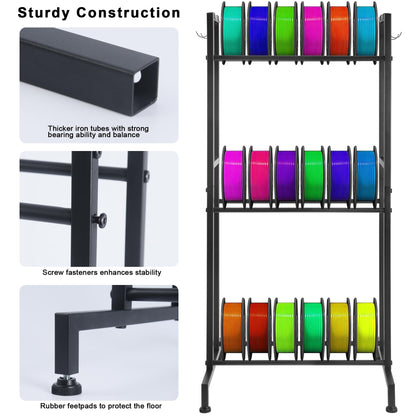 3D Printer Filament Storage Rack - 3-Layer Filament Spool Holder for 3D Printing Studio, Office Workshop, for Storing PLA/ABS/TPU filaments，Filament Rack，Filament Storage Rack - WoodArtSupply