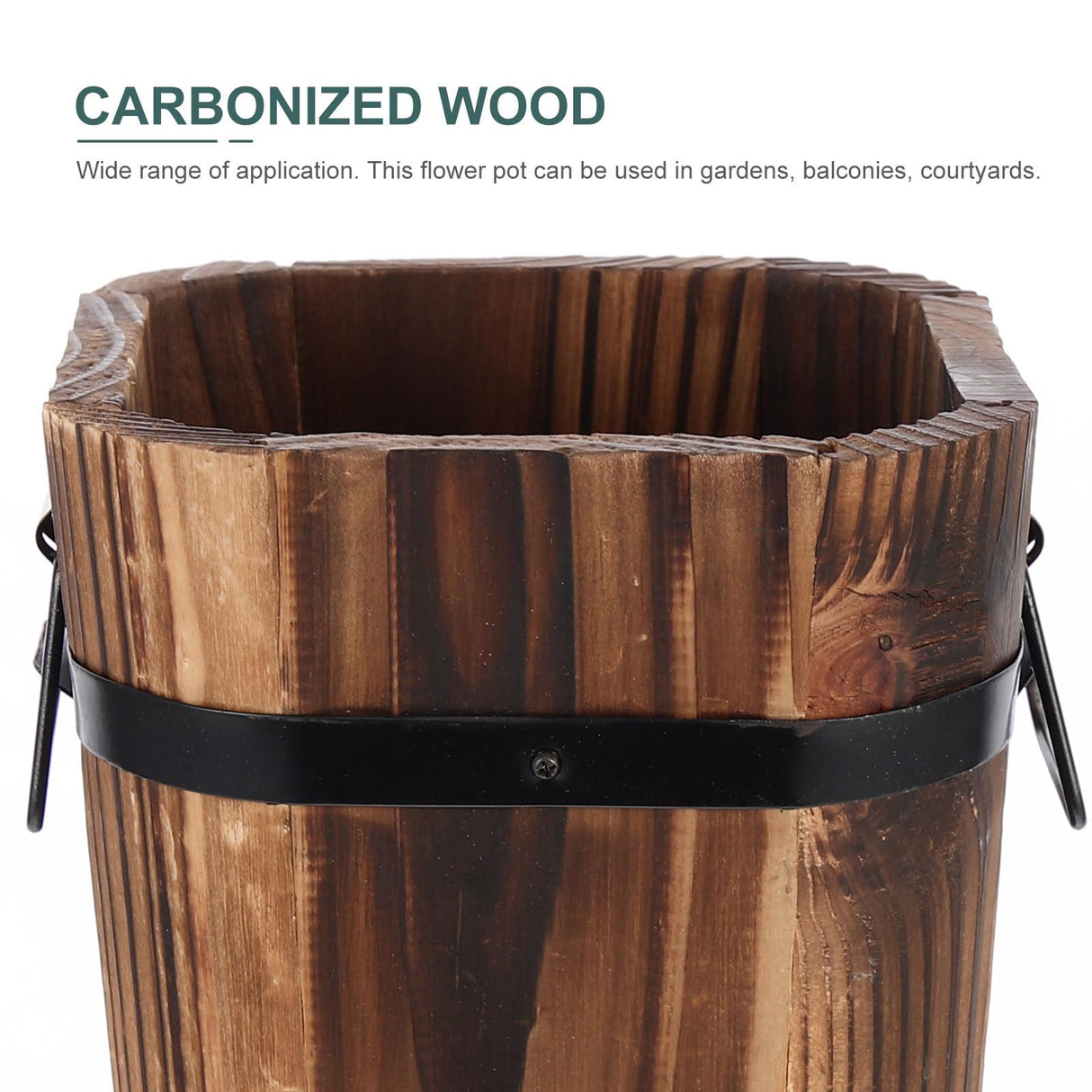 Tofficu Wooden Barrel, Wooden Bucket Barrel Planters, Rustic Retro Whiskey Barrels Bucket with Handle, Planter, Plant Pots, Whiskey Barrel Planter, Water Wishing Well Pail for L Pots Tofficu
