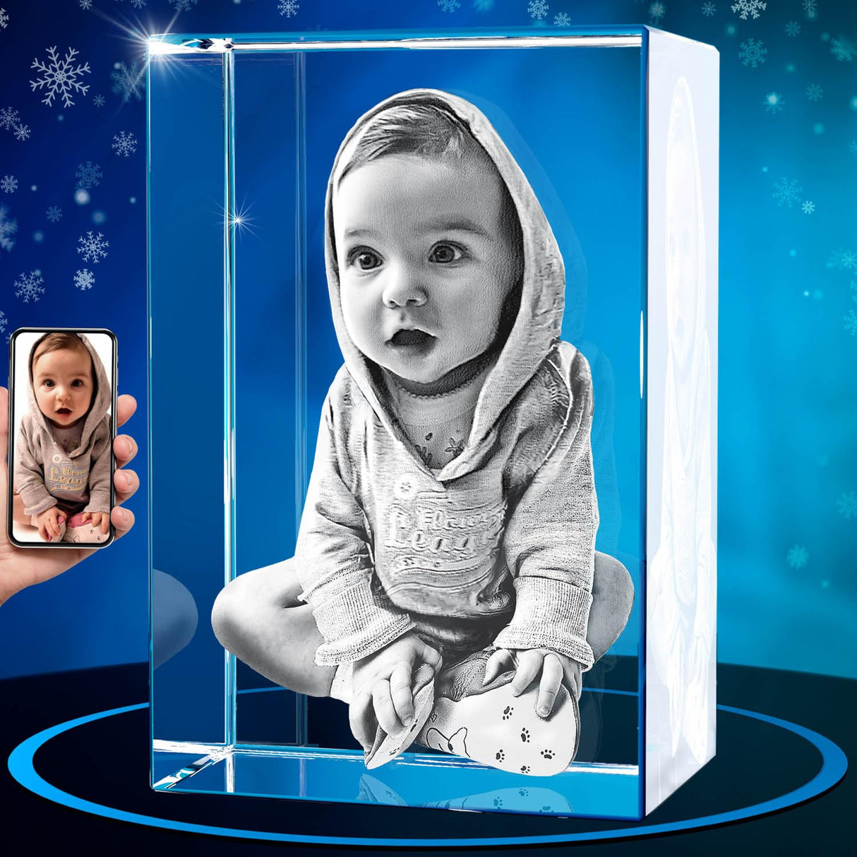ArtPix 3D Crystal Photo, Christmas Customized Gifts for Women, Her, Wife, Men, Mom, Great Xmas Personalized Gift With Your Own Photo, Custom 3D Picture Rectangle, Couples Gifts ArtPix 3D