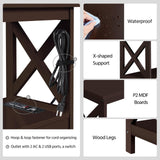 Yaheetech Console Table with Power Outlet, 3 Tier Narrow Sofa Couch Table with Storage Shelves, Wood Entryway Table Side Table for Living Room, Hallway, Entrance, Bedroom, Espresso Yaheetech