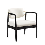 Ball & Cast Modern Accent Chair Upholstered Club Chair Comfy Side Armchair with Wooden Frame, Ivory Ball & Cast