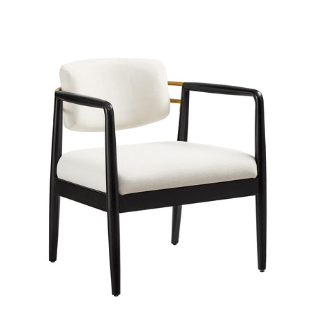 Ball & Cast Modern Accent Chair Upholstered Club Chair Comfy Side Armchair with Wooden Frame, Ivory Ball & Cast