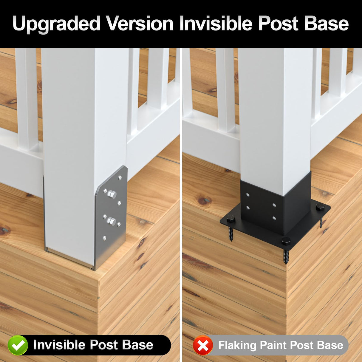 FMhotu 4"x 4" Post Base, 2Pcs Stainless Steel Adjustable Post Anchor Bracket (Internal 3.5 x 3.5), Adjustable Post Base for Pavilion Deck Porch Handrail Railing Support Decorative Anchor Plate FMhotu