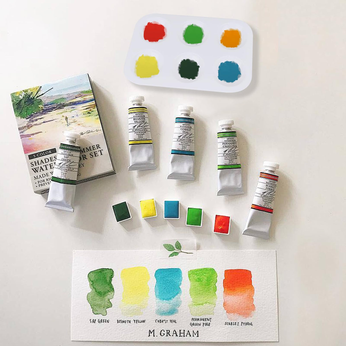 LNAUJS 4 Pack Paint Tray Palette, 6 Well Rectangular Plastic Palette for Oil, Watercolor Paint, White LNAUJS